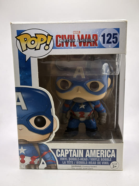 Funko POP! Marvel Captain America Civil War #125 Captain America Bobble-Head - Box DMG — front