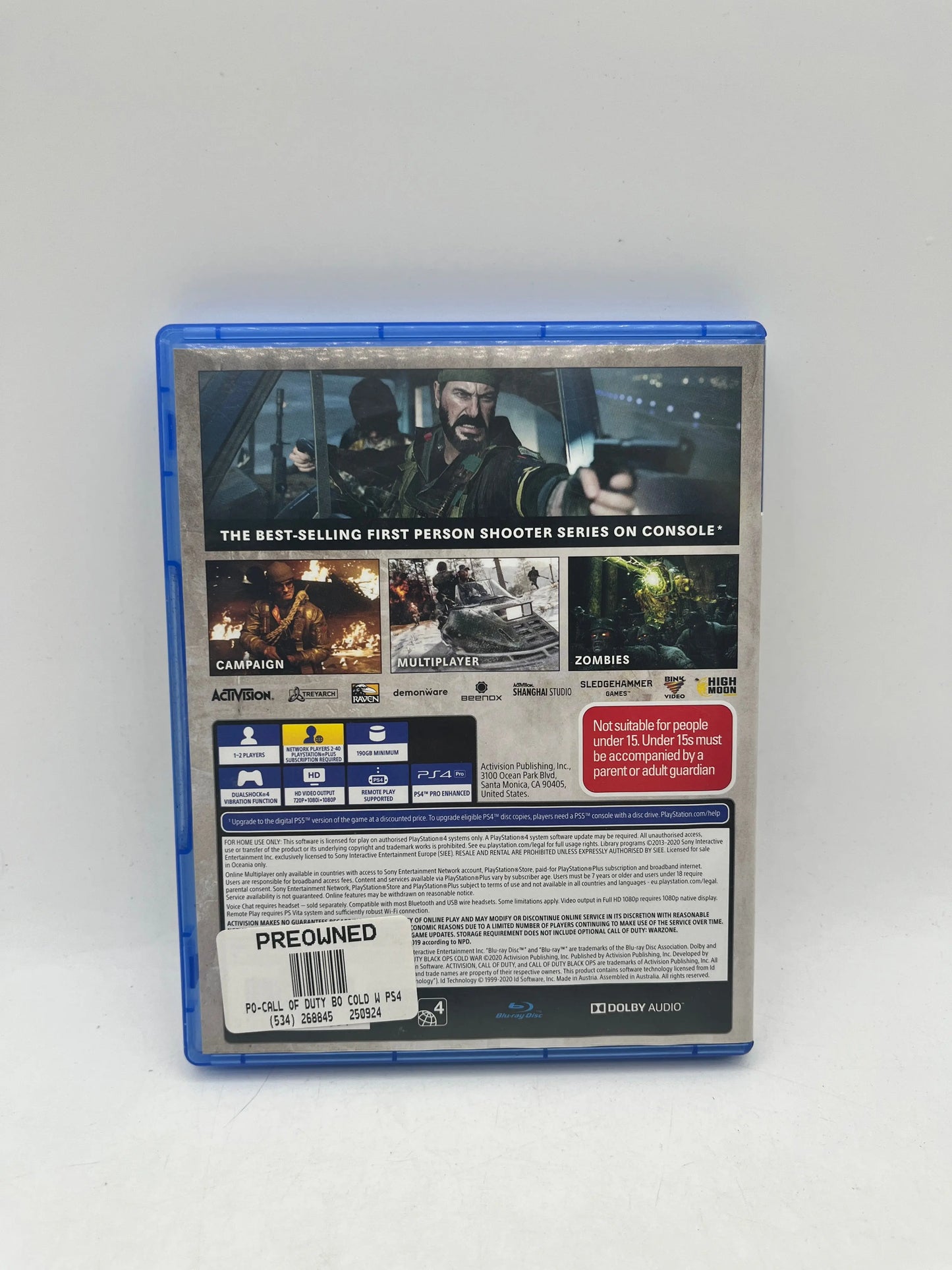 PlayStation 4 - Call Of Duty Black Ops Cold War - No Manual FRENLY BRICKS - Open 7 Days