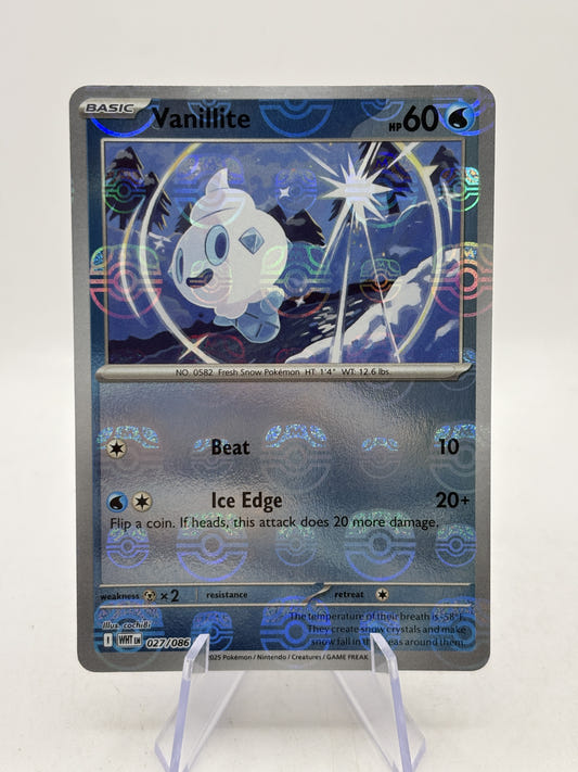 Vanillite 027/086 Master Ball Reverse Holo White Flare Pokémon TCG (NM) — front