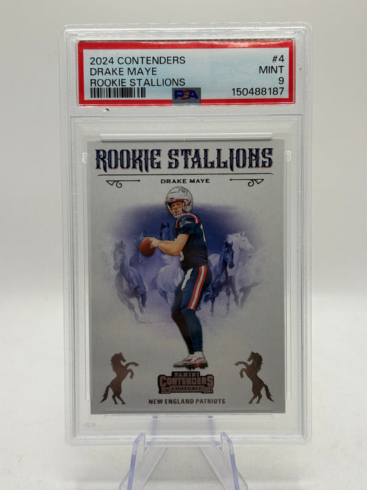 Panini Contenders Drake Maye Rookie Stallions #4 PSA 9 New England Patriots FRENLY BRICKS - Open 7 Days