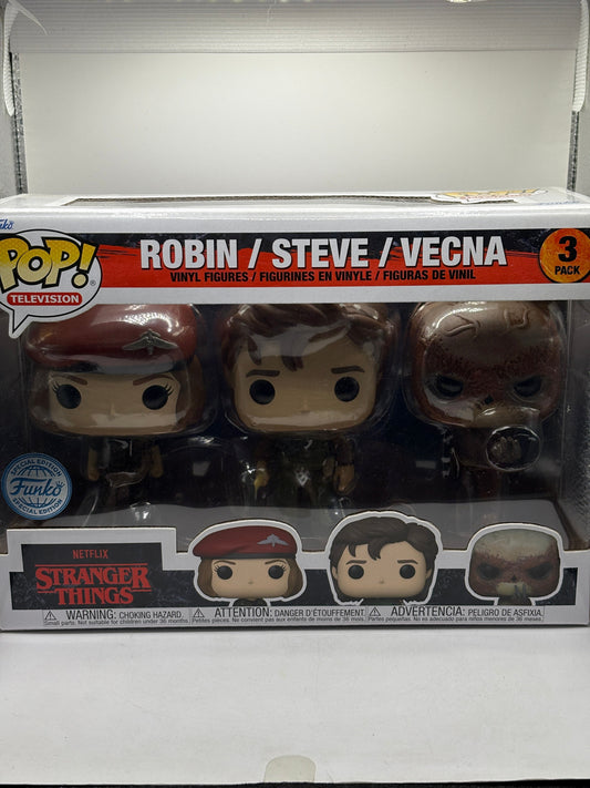 Funko POP! Television Stranger Things 3 Pack Robin, Steve, Vecna FRENLY BRICKS - Open 7 Days