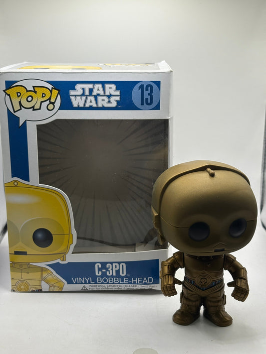 Funko POP! Star Wars #13 C-3PO Vinyl Bobble Head 2012 BIG TEXT *NO MOULD* FRENLY BRICKS - Open 7 Days