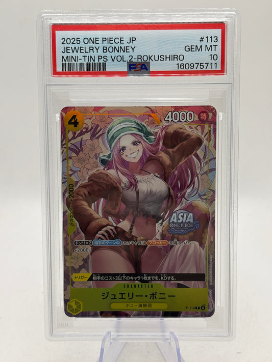 One Piece PSA 10 Jewelry Bonney P-113 Mini-Tin PS Vol.2 Promo Foil JP 2025