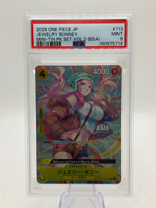 2025 One Piece JP Jewelry Bonney Mini-Tin Vol.2 Bisai P-113 PSA 10