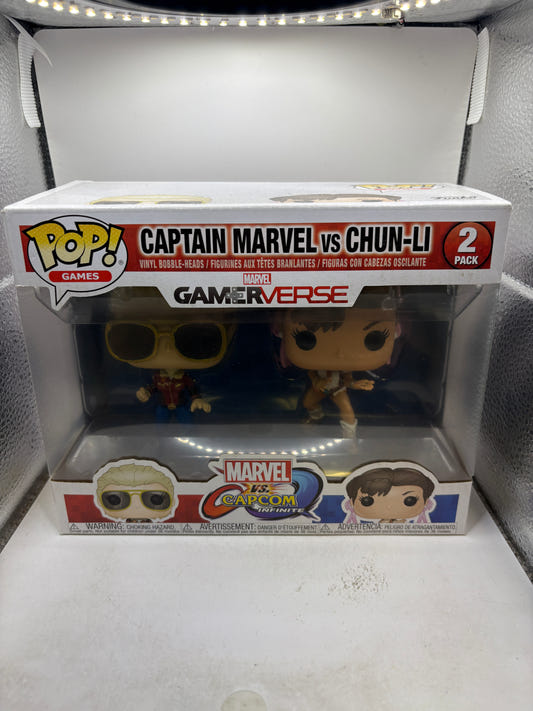 Funko POP! Marvel vs Capcom 2 Pack Captain Marvel vs Chun-Li Vinyl Bobble Head