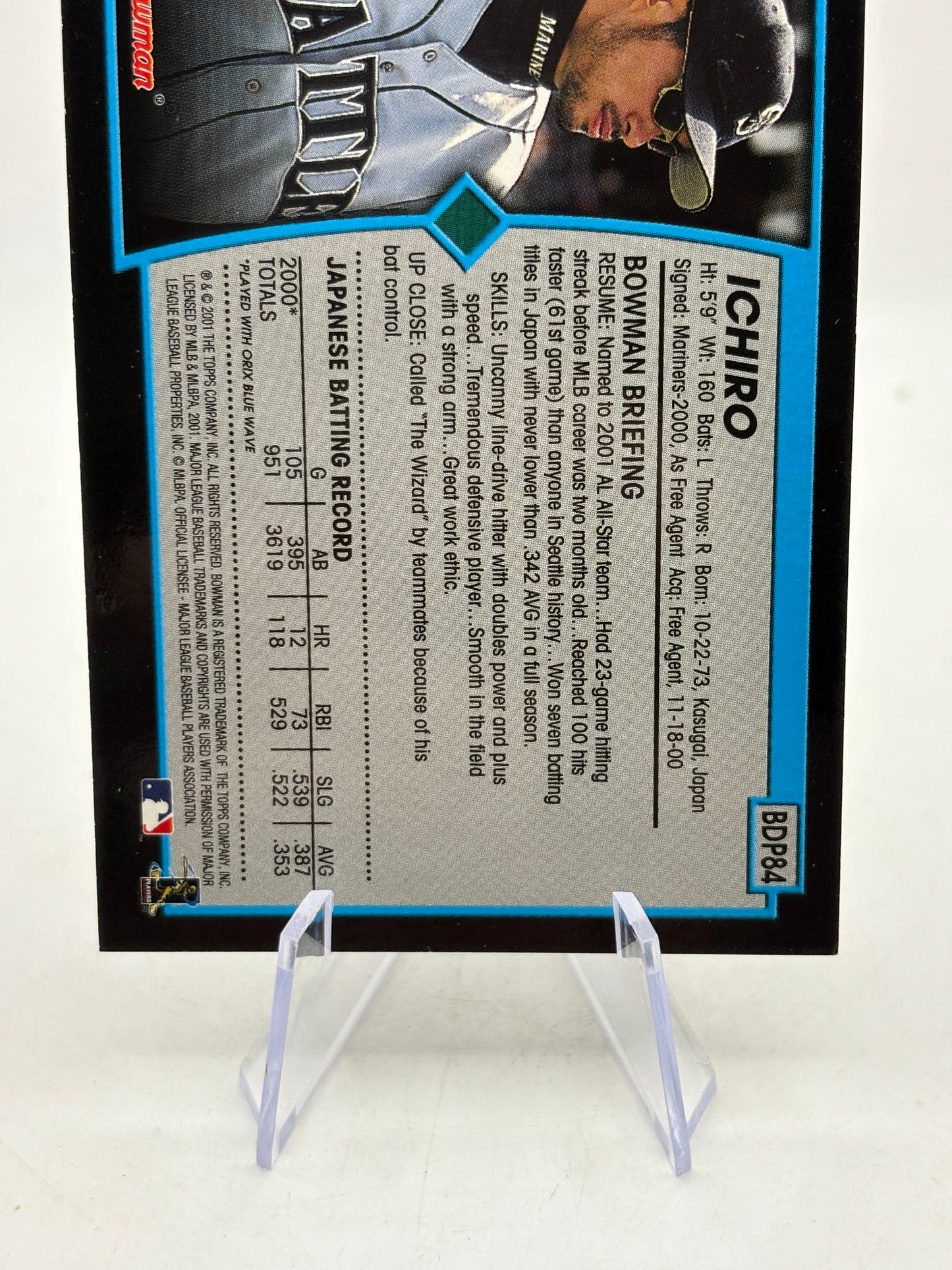 2001 Bowman Draft Picks #BDP84 Ichiro Suzuki RC HOF Rookie Card FRENLY BRICKS - Open 7 Days