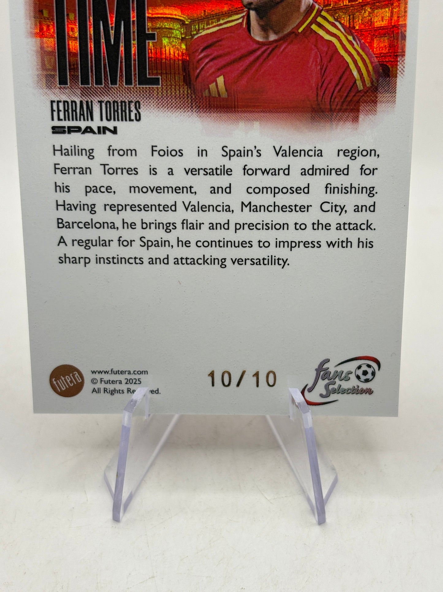 2025 Futera Fans Selection - Home Time HT22 Ferran Torres 10/10 Book End FRENLY BRICKS - Open 7 Days