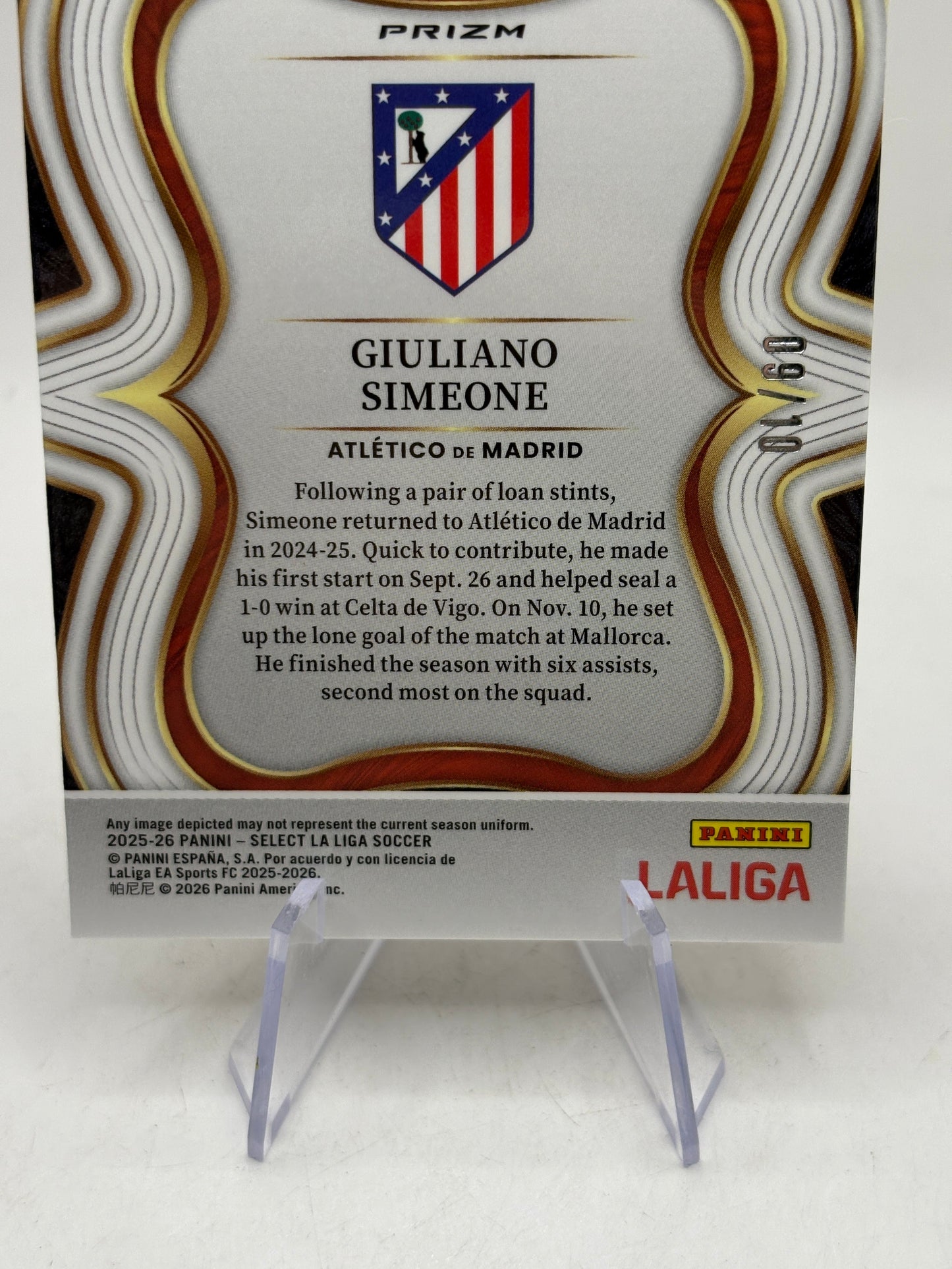 Giuliano Simeone 2025-26 Select La Liga #122 Atletico De Madrid Gold Wave 09/10 FRENLY BRICKS - Open 7 Days