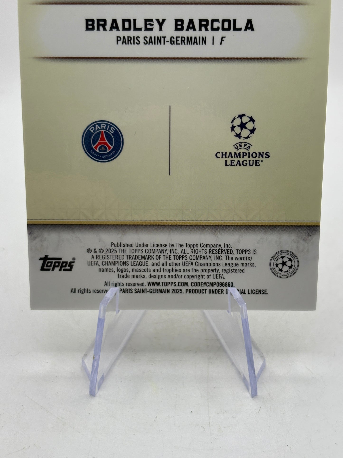 2025 Topps Reverence Champions League - Bradley Barcola #25 /99 FRENLY BRICKS - Open 7 Days