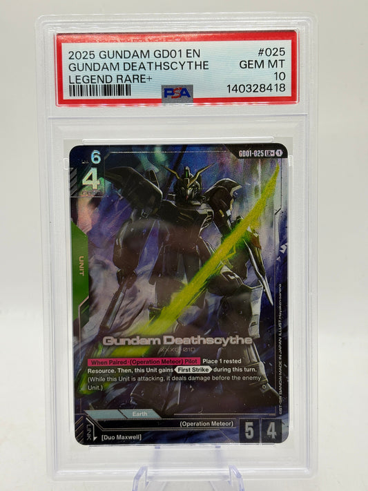 2025 Gundam TCG GD01 Gundam Deathscythe GD01-025+ PSA 10 FRENLY BRICKS - Open 7 Days