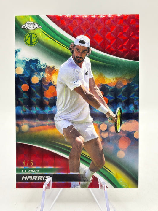 2025 Topps Chrome Tennis #153 Lloyd Harris 4/5 Red Refractor