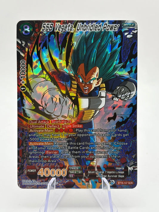 Dragon Ball Super Masters - SSB Vegeta, Unbridled Power BT16-147 SCR FRENLY BRICKS - Open 7 Days