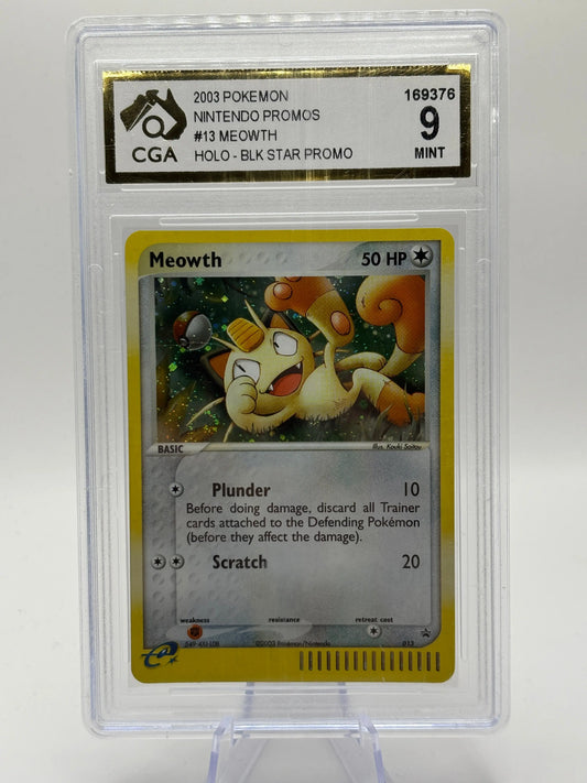 2003 Pokemon Nintendo Promo #13 Meowth Holo CGA 9 Mint FRENLY BRICKS - Open 7 Days