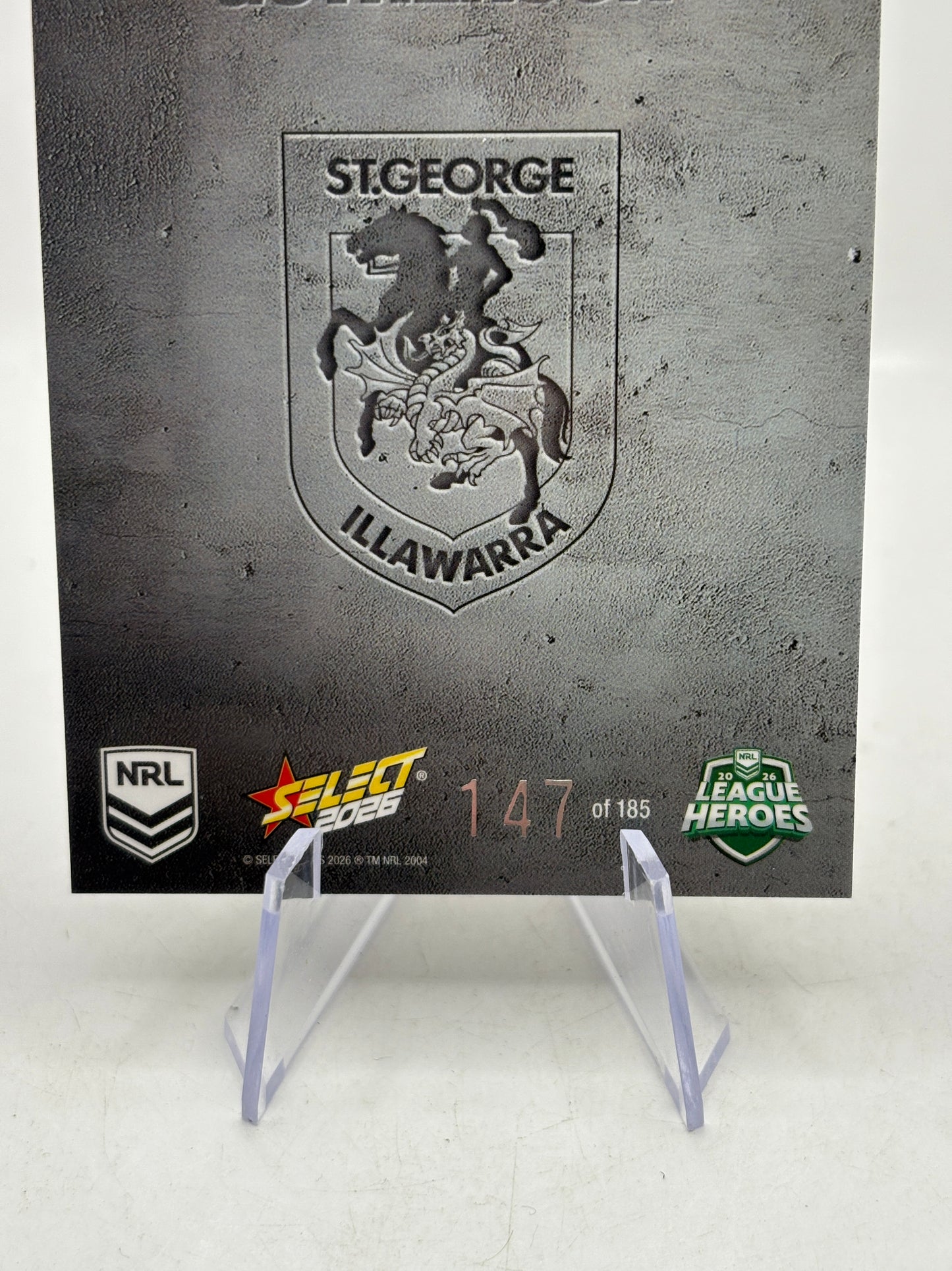 2026 Select NRL - Etched E122 Clinton Gutherson 147/185 Dragons image 5