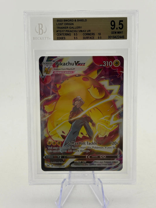 Pokemon TCG SWSH Lost Origin - Pikachu VMAX TG17/TG30 BGS 9.5 FRENLY BRICKS - Open 7 Days