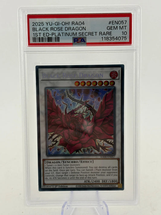 Yugioh Black Rose Dragon RA04-EN057 Platinum Secret Rare PSA 10 FRENLY BRICKS - Open 7 Days