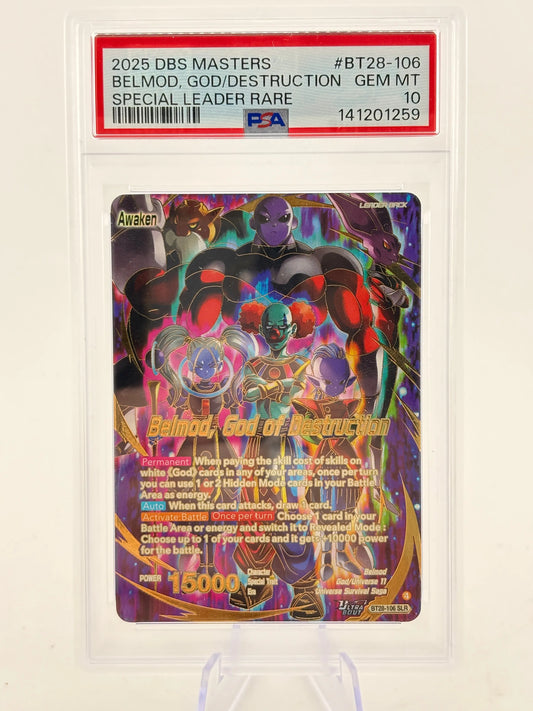 2025 Dragon Ball Super Masters - Belmod, God of Destruction BT28-106 SLR PSA 10 FRENLY BRICKS - Open 7 Days