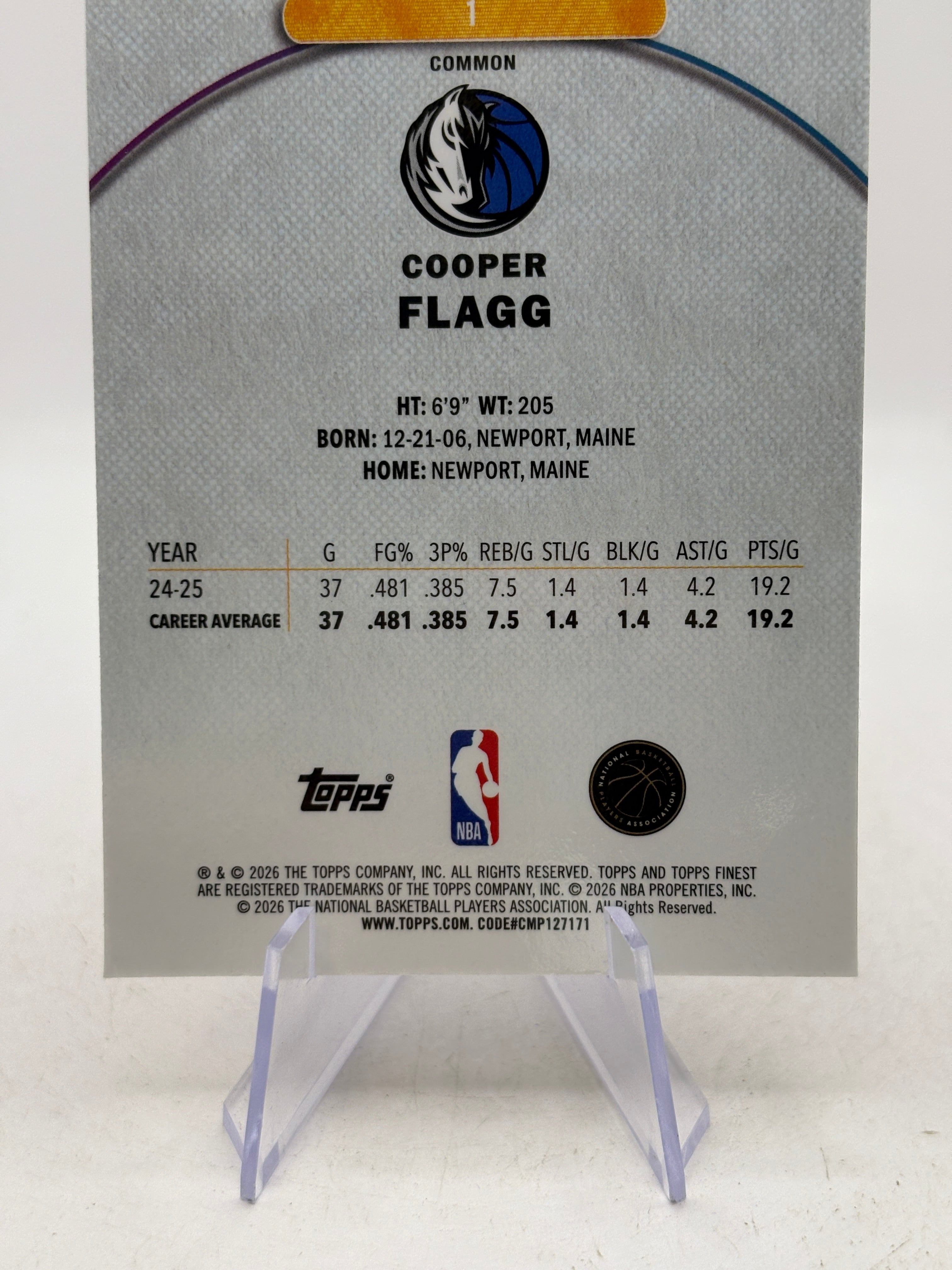 2025-26 Topps Finest Cooper Flagg Mavericks #1 Rookie Oil Spill Refractor