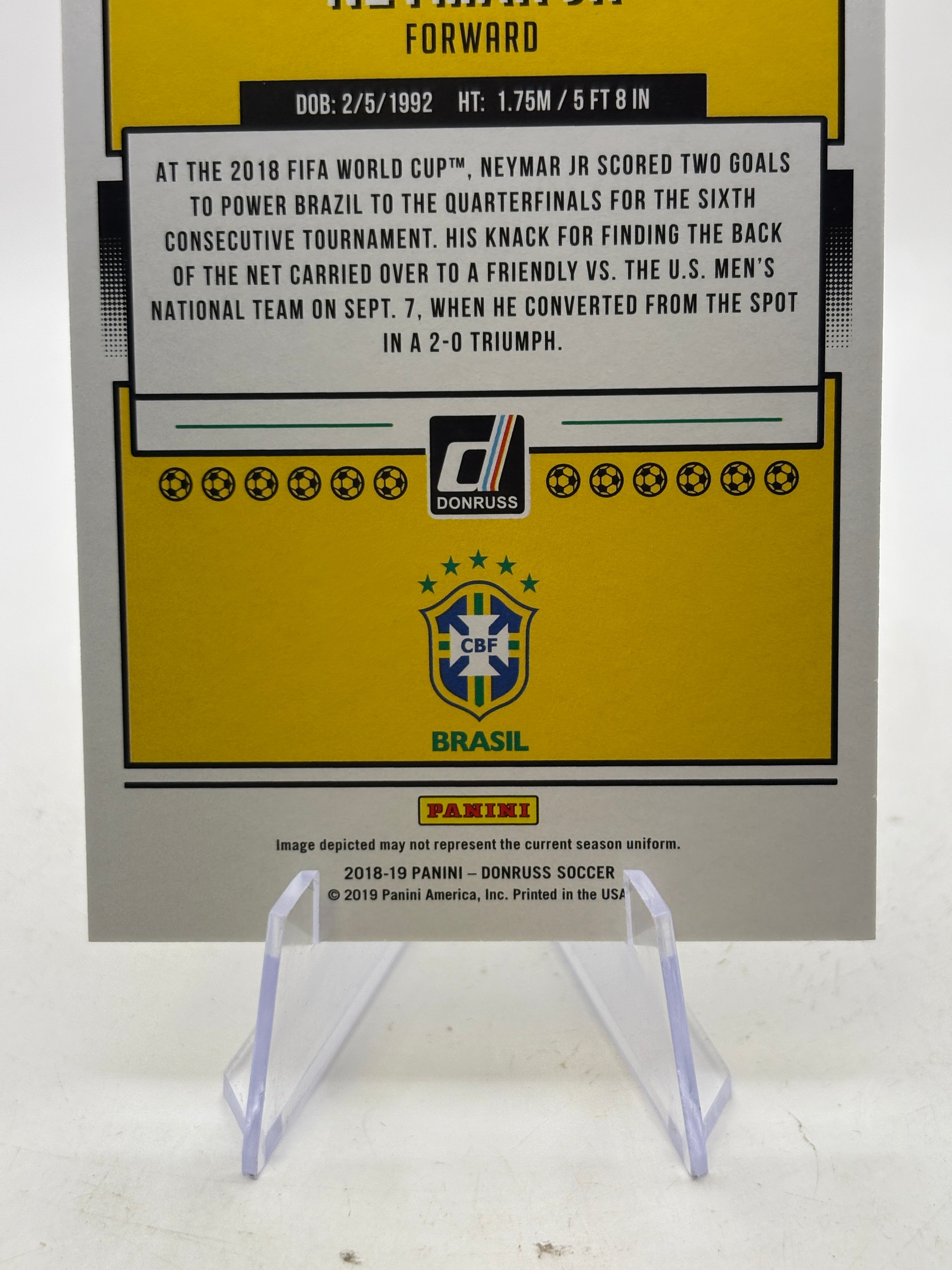 2018-19 Panini Donruss Soccer #104 Neymar Jr Gold Press Proof /75