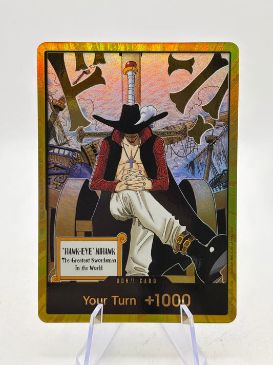 One Piece Card Game - Dracule Mihawk OP14 Gold Don!! Card - English NM