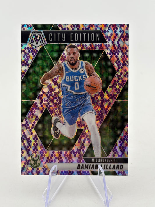 2024-25 Panini Mosaic Damian Lillard Purple Snakeskin Mosaic #/24 Bucks FRENLY BRICKS - Open 7 Days