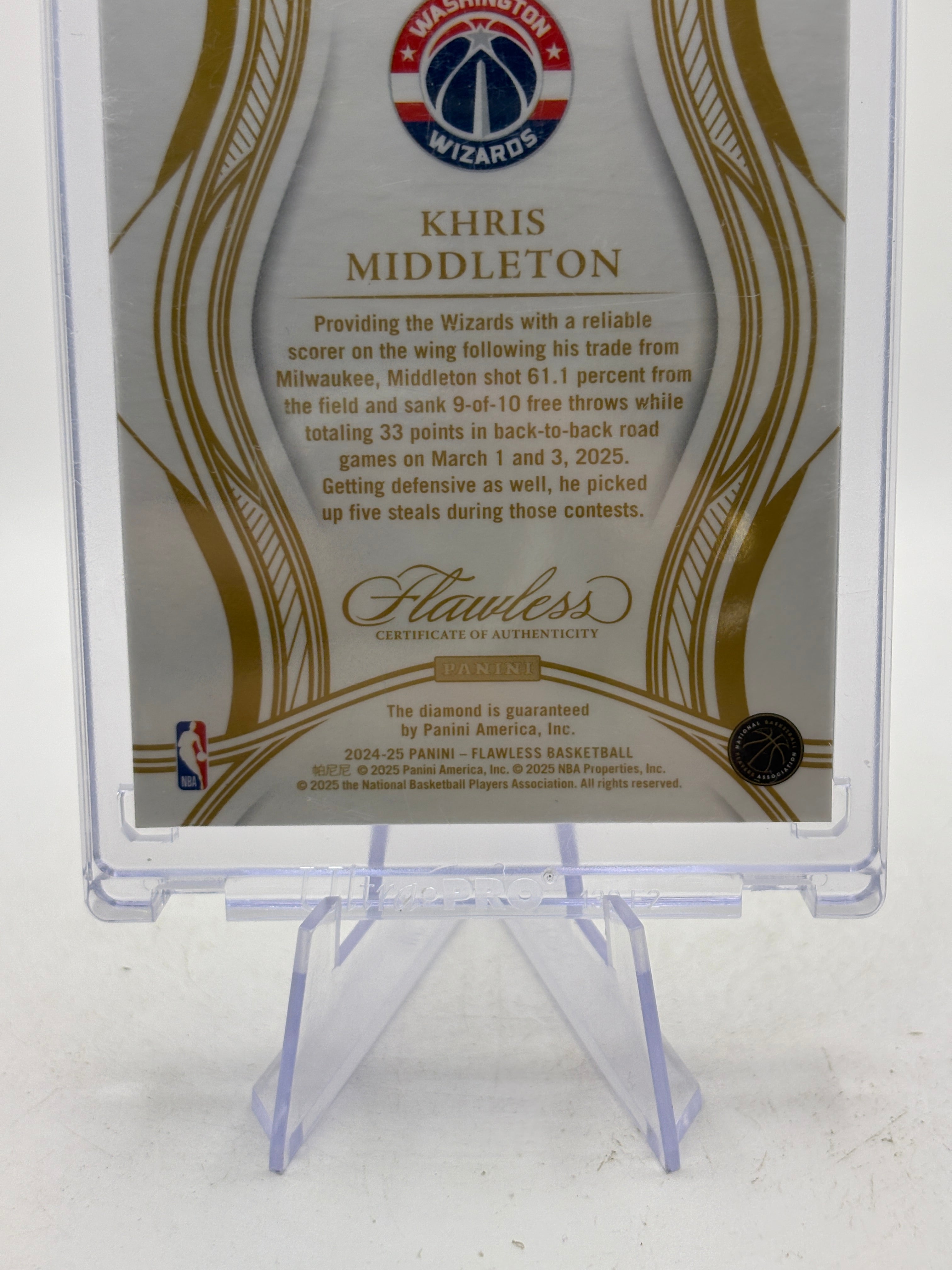 Khris Middleton 2024-25 Panini Flawless 15/20 Silver Parallel Diamond #41