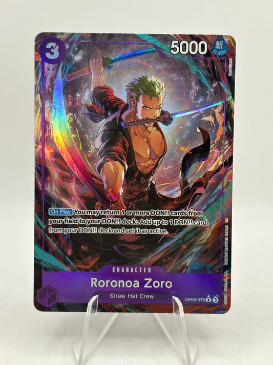 One Piece TCG OP09 - Roronoa Zoro OP09-076 R* Alt Art NM FRENLY BRICKS - Open 7 Days