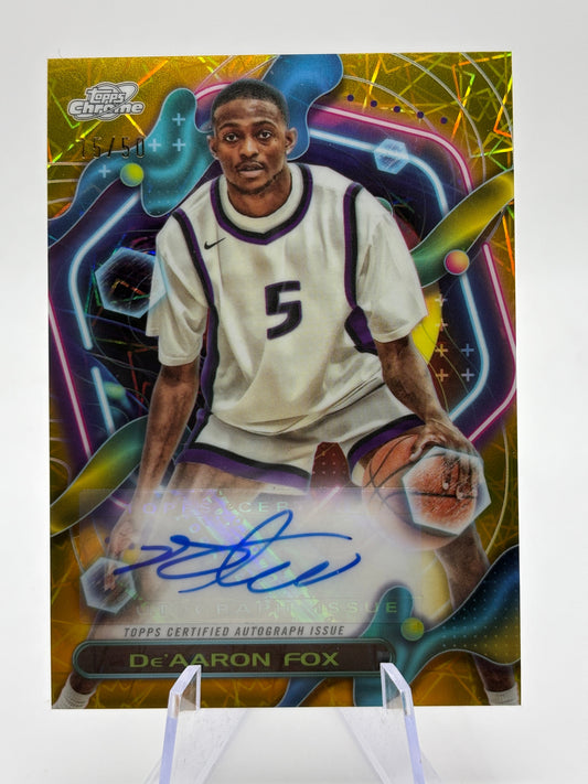2023 - 2024 Topps Cosmic Chrome De'Aaron Fox Gold /50 CCAV-DF Auto Autograph FRENLY BRICKS - Open 7 Days