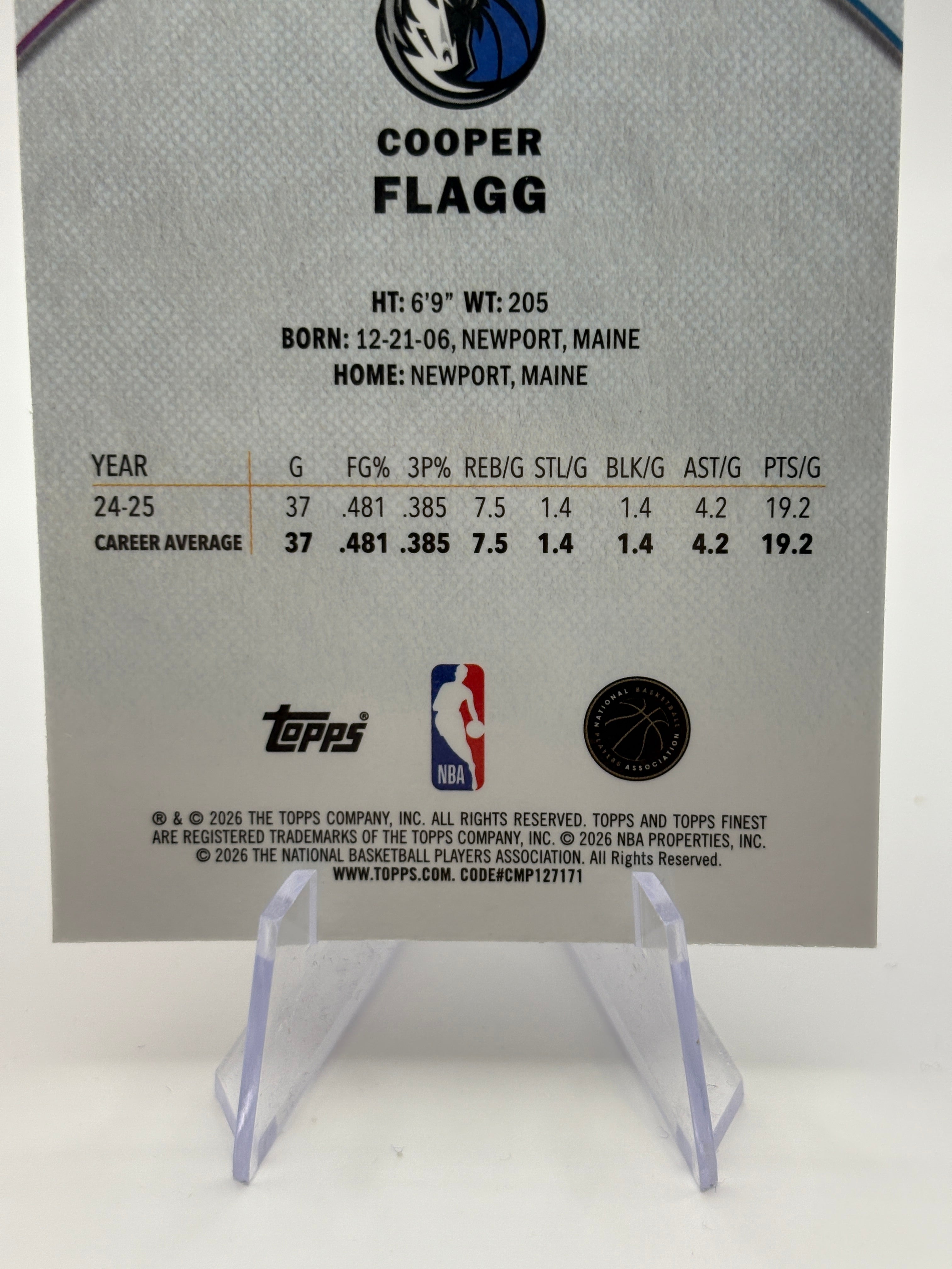 2025-26 Topps Finest Basketball COOPER FLAGG Dallas Mavericks Common Rookie #1 FRENLY BRICKS - Open 7 Days