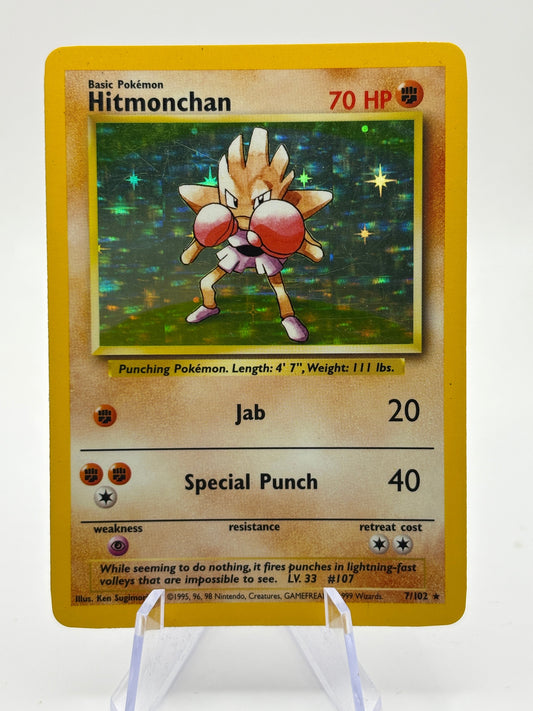 Pokemon TCG WOTC Base Set - Hitmonchan 7/102 Rare Holo MP FRENLY BRICKS - Open 7 Days