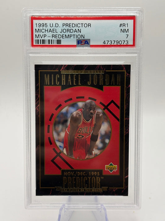 1995 UPPER DECK PREDICTOR PLAYER OF THE MONTH REDEMPTION MICHAEL JORDAN PSA 7 FRENLY BRICKS - Open 7 Days