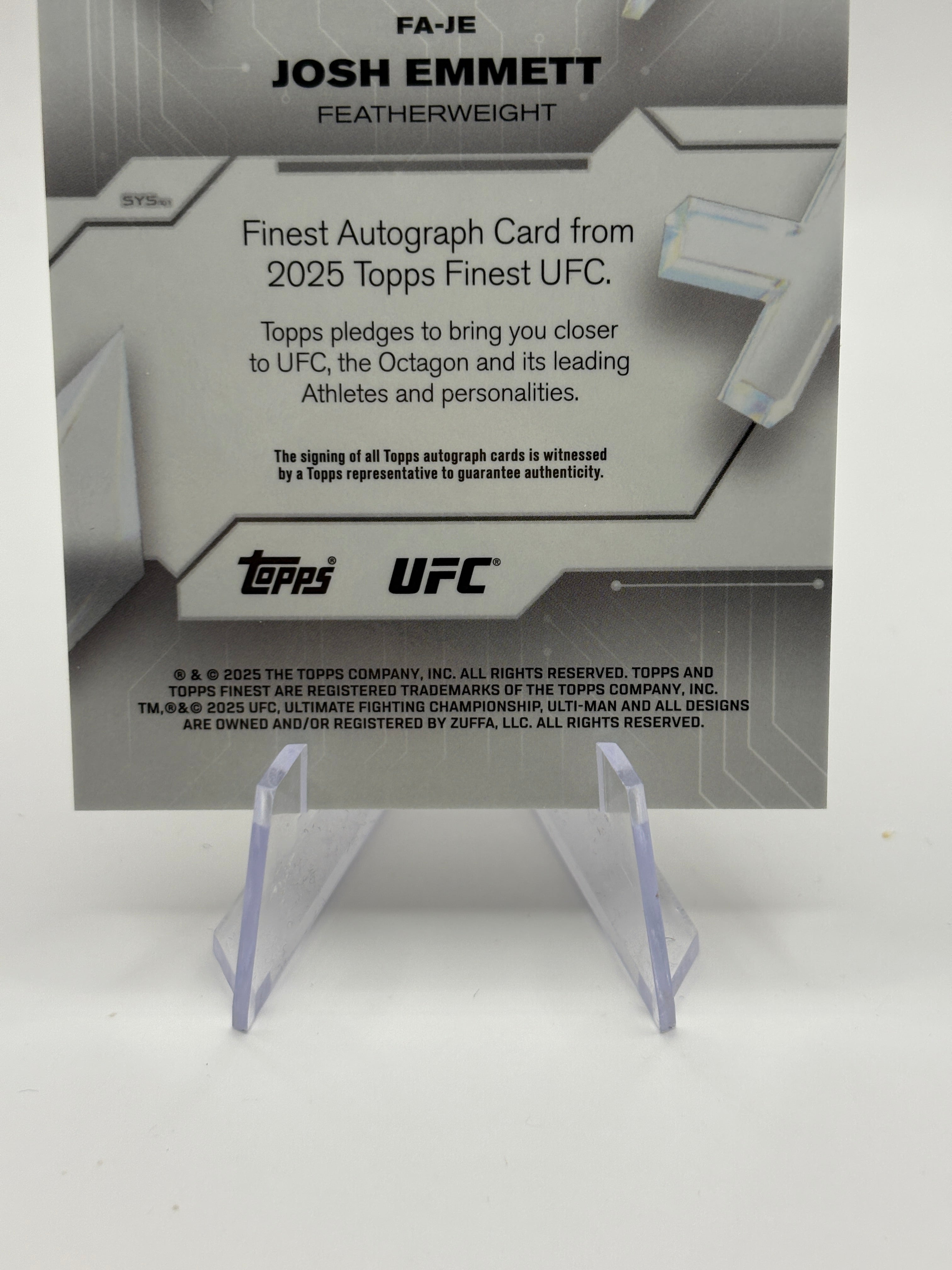 Josh Emmett Finest On Card Auto 2025 Topps Finest UFC #FA-JE FRENLY BRICKS - Open 7 Days