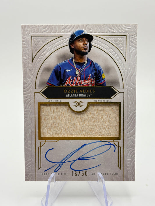 2025 Topps Definitive Ozzie Albies Relic Auto Cards Patch Braves /50 FRENLY BRICKS - Open 7 Days
