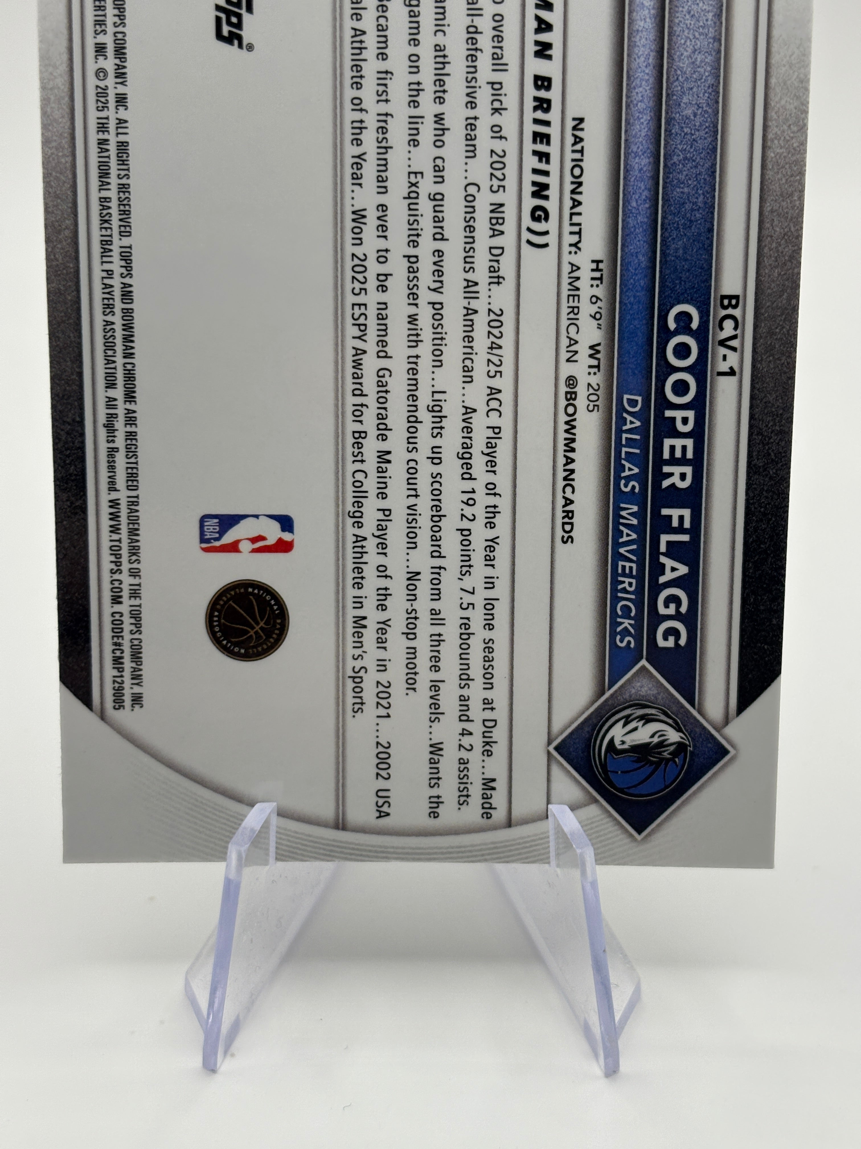 2025-26 Bowman Chrome Cooper Flagg Rookie Base #BCV-1 Mavericks (RC) FRENLY BRICKS - Open 7 Days