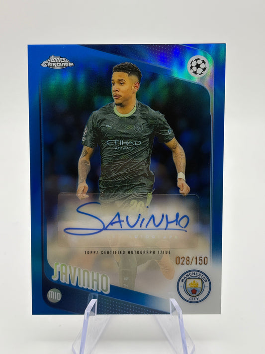 2025-26 Topps Chrome UCC Savinho Auto Blue Refractor /150 FRENLY BRICKS - Open 7 Days