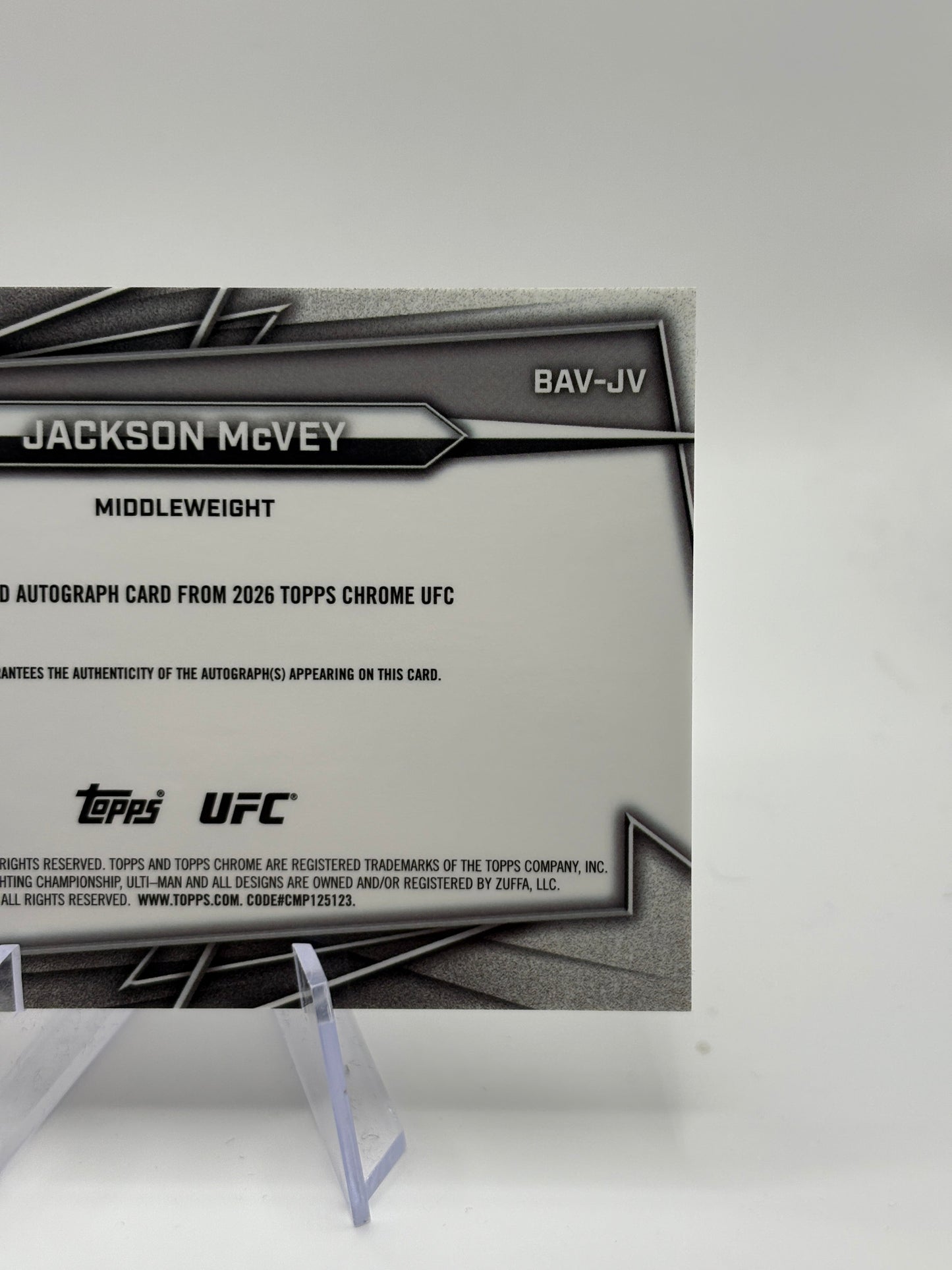 Jackson McVey 2026 Topps Chrome UFC RC Auto Rookie Autograph BAV-JV FRENLY BRICKS - Open 7 Days