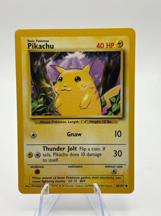 Pokemon TCG WOTC Base Set - Pikachu 58/102 Common Yellow Cheeks MP FRENLY BRICKS - Open 7 Days