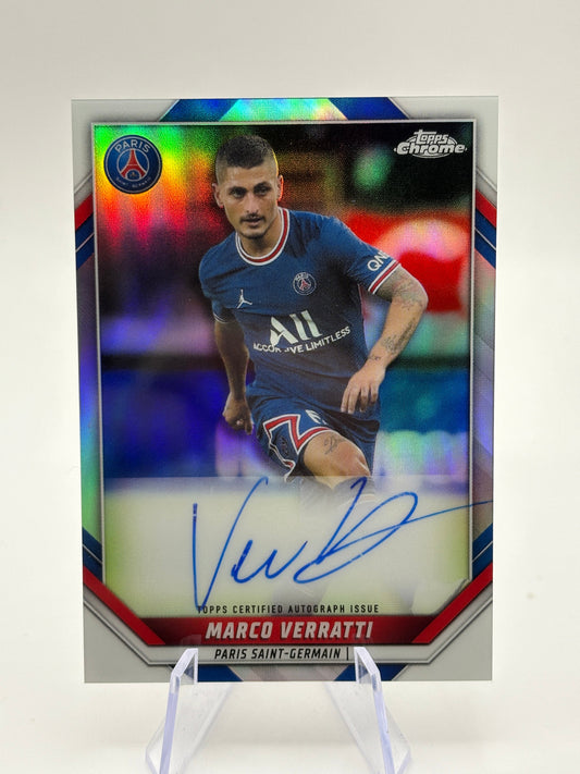 Marco Verratti 2021/22 Topps Chrome PSG Team Set Auto /70 FRENLY BRICKS - Open 7 Days