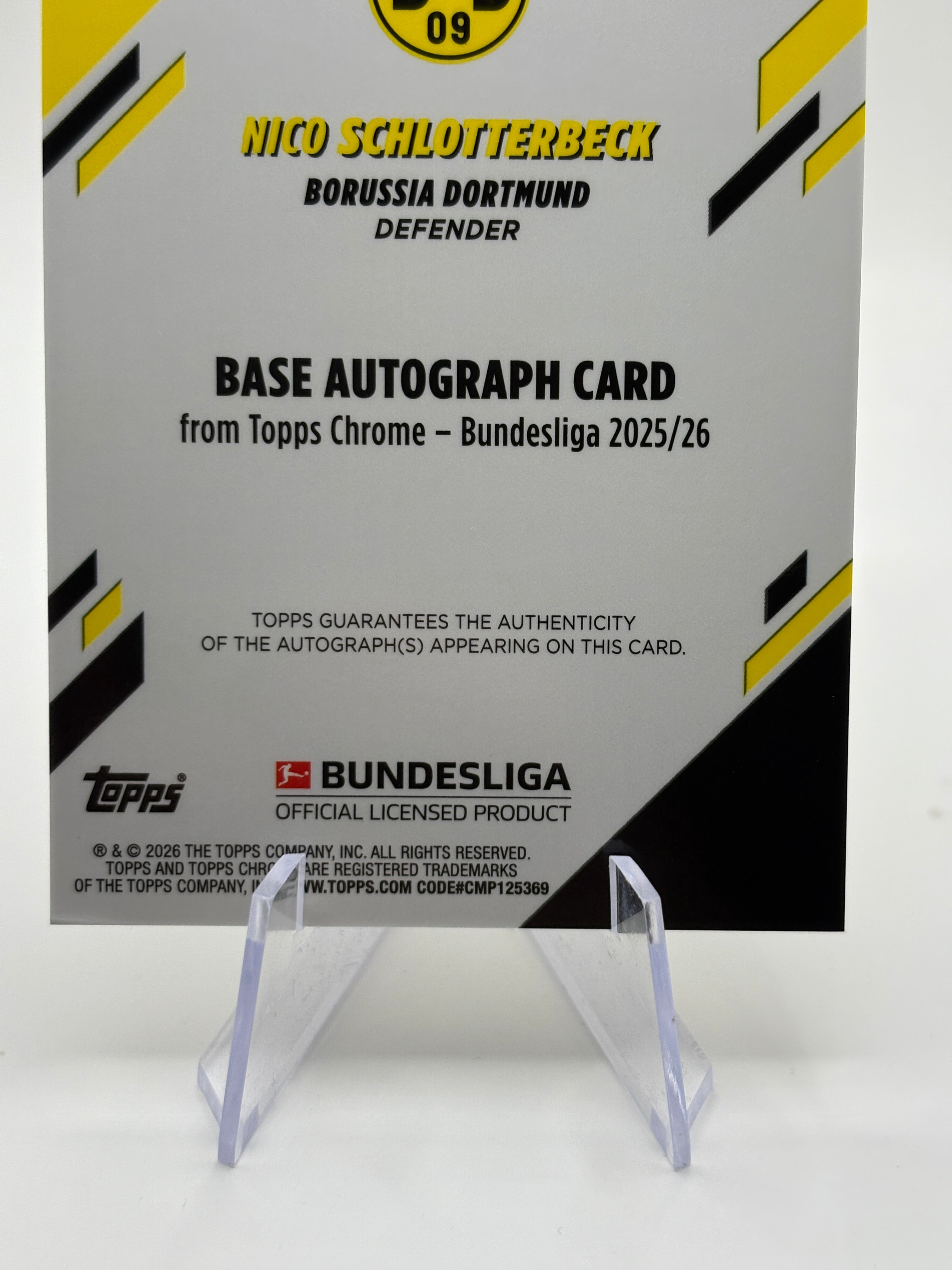 2025-26 Chrome Bundesliga Base Gold Refractor /50 Nico Schlotterbeck Auto FRENLY BRICKS - Open 7 Days