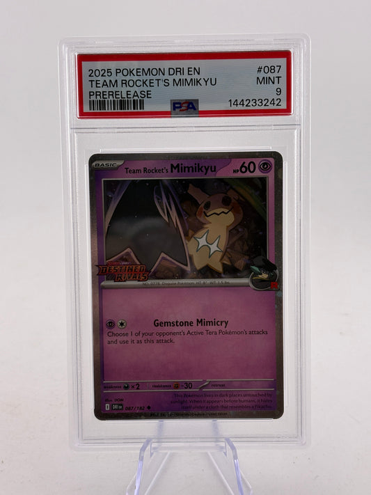 2025 Pokemon Destined Rivals - Team Rockets Mimikyu Pre Release PSA 10 FRENLY BRICKS - Open 7 Days