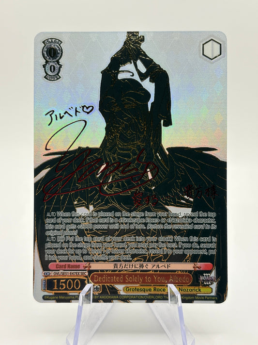 Signed Weiss Schwarz Card Overlord Albedo OVL/SE51-E47EX SEC Foil FRENLY BRICKS - Open 7 Days