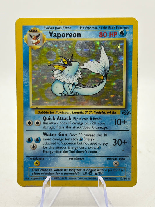 Pokemon TCG WOTC Jungle - Vaporeon 12/64 Rare Holo HP FRENLY BRICKS - Open 7 Days