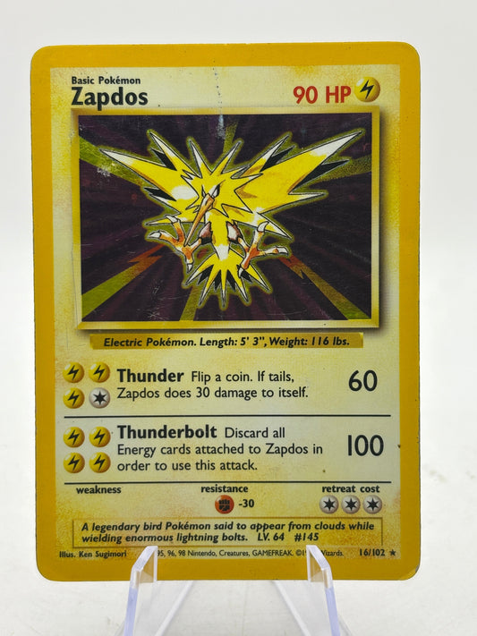 Pokemon TCG WOTC Base Set - Zapdos 16/102 Rare Holo HP FRENLY BRICKS - Open 7 Days