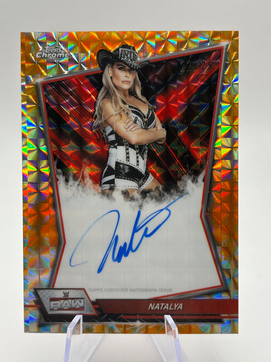 Natalya 2026 Topps Chrome WWE Orange Geometric Red Brand Auto /25 FRENLY BRICKS - Open 7 Days