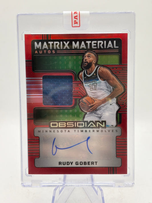 2024-25 Panini Obsidian Rudy Gobert Matrix Material Auto Red Game-Used Jersey