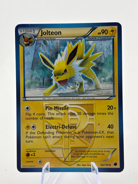 Pokemon TCG Plasma Freeze - Jolteon 34/116 Uncommon Non Holo LP (1) FRENLY BRICKS - Open 7 Days