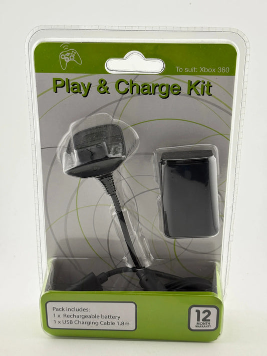 Xbox 360 Video Game Play and Charge Kit - Cable & Battery Pack Sealed FRENLY BRICKS - Open 7 Days