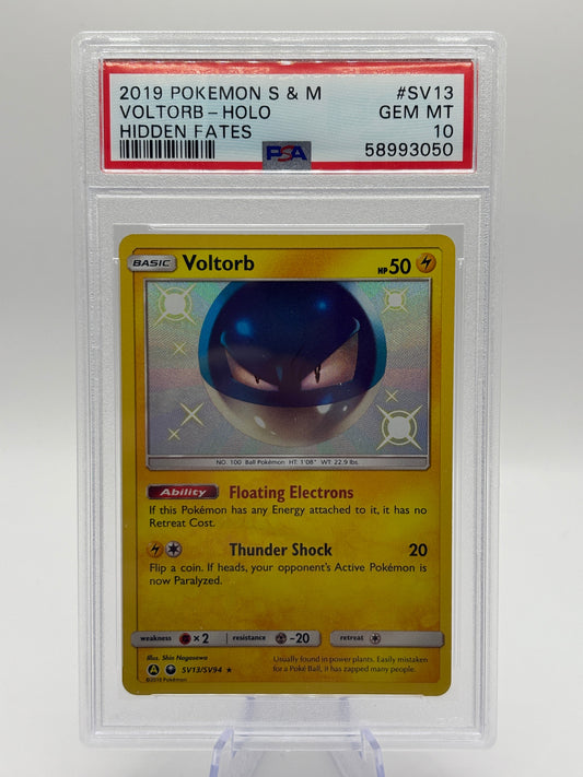 2019 Pokemon S&M Hidden Fates - Voltorb SV13/SV94 Holo Shiny PSA 10 FRENLY BRICKS - Open 7 Days