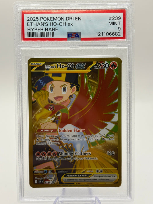 Ethan's Ho-Oh Ex 2025 Pokemon Destined Rivals Hyper Rare 239/182 PSA 9 FRENLY BRICKS - Open 7 Days