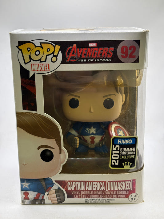 Funko POP! Marvel Avengers #92 Captain America Unmasked 2015 Summer